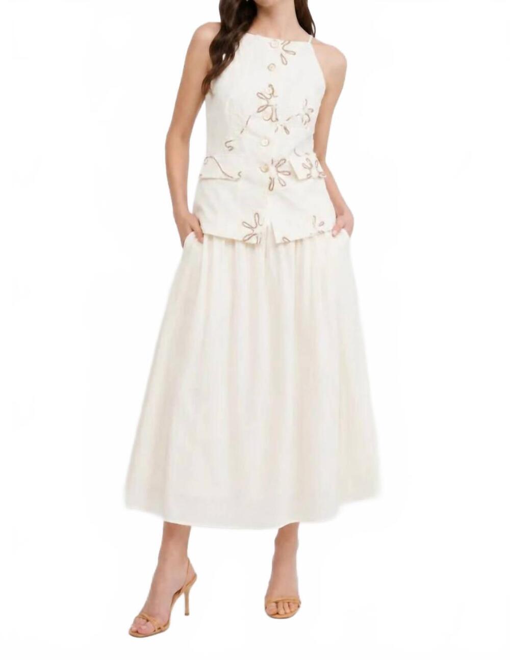 NEW ZOE AND CLAIRE zinnia twofer maxi dress in white